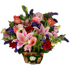 Lily and Roses Flowers Basket
